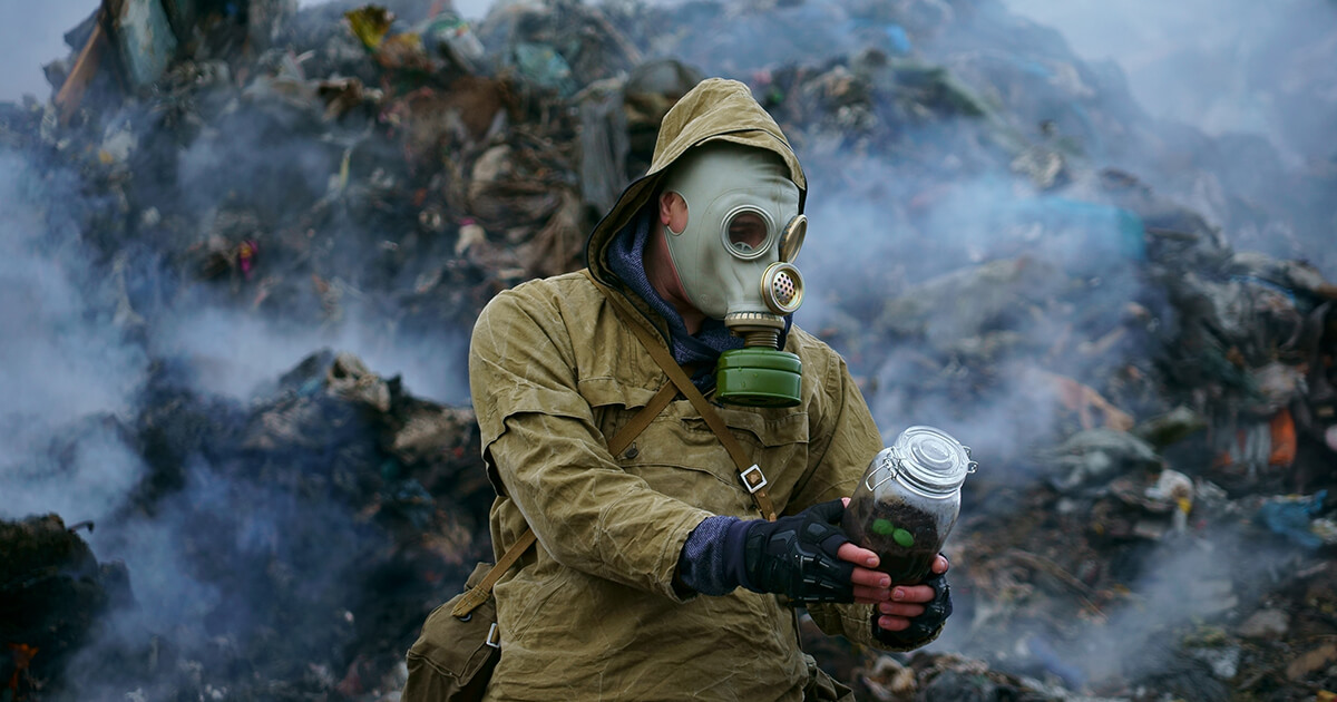a man in a gas mask